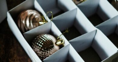 box with Christmas ornaments