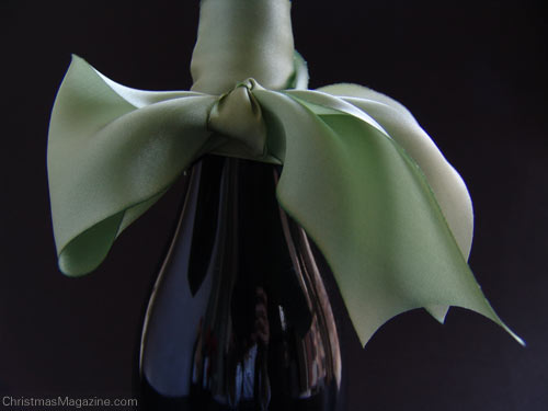 bottle adorned with silk ribbon