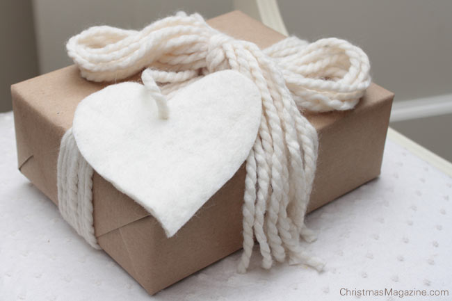 wool, kraft wrapping paper, felt