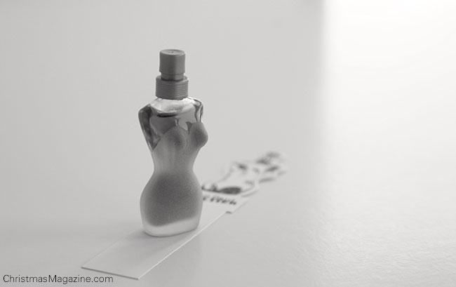mini perfume bottle and tester card