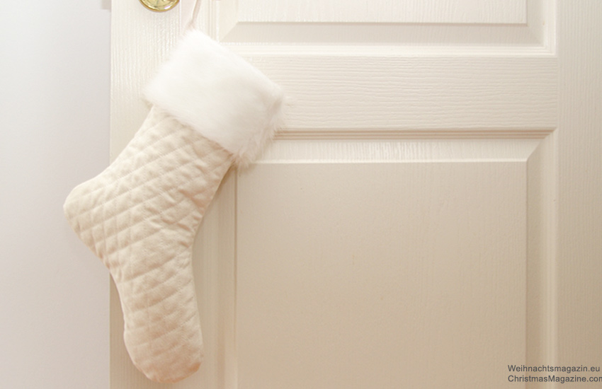 white Christmas stocking with fur