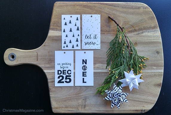 black & white gift tags for printing