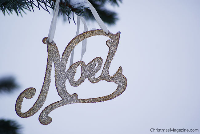 NOEL, german silver glitter ornament