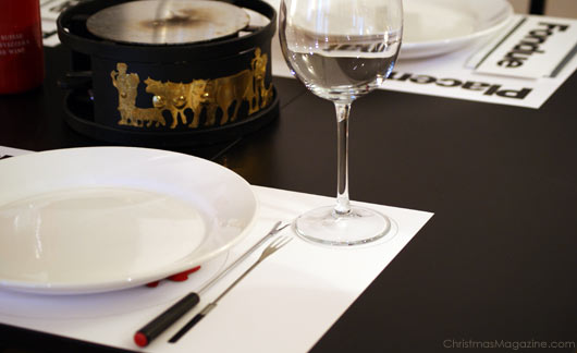 table set for fondue dinner