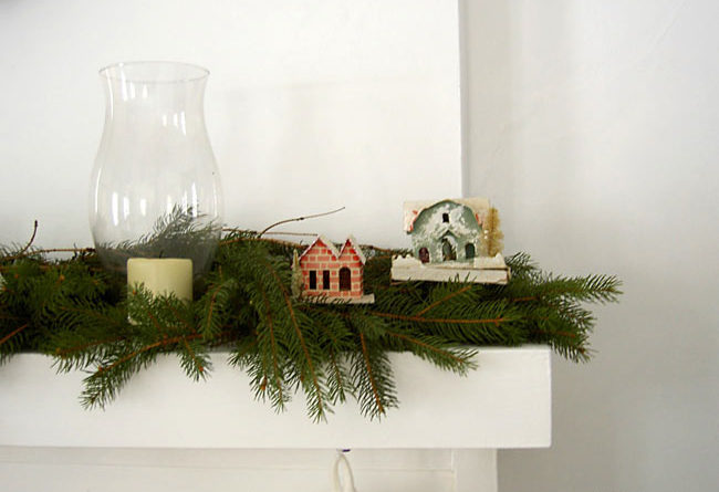 paper houses on mantle