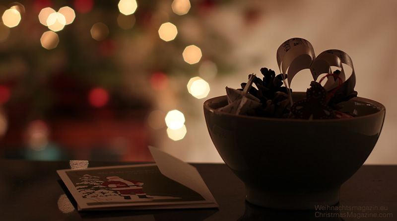 bowl with pine cones and paper heart