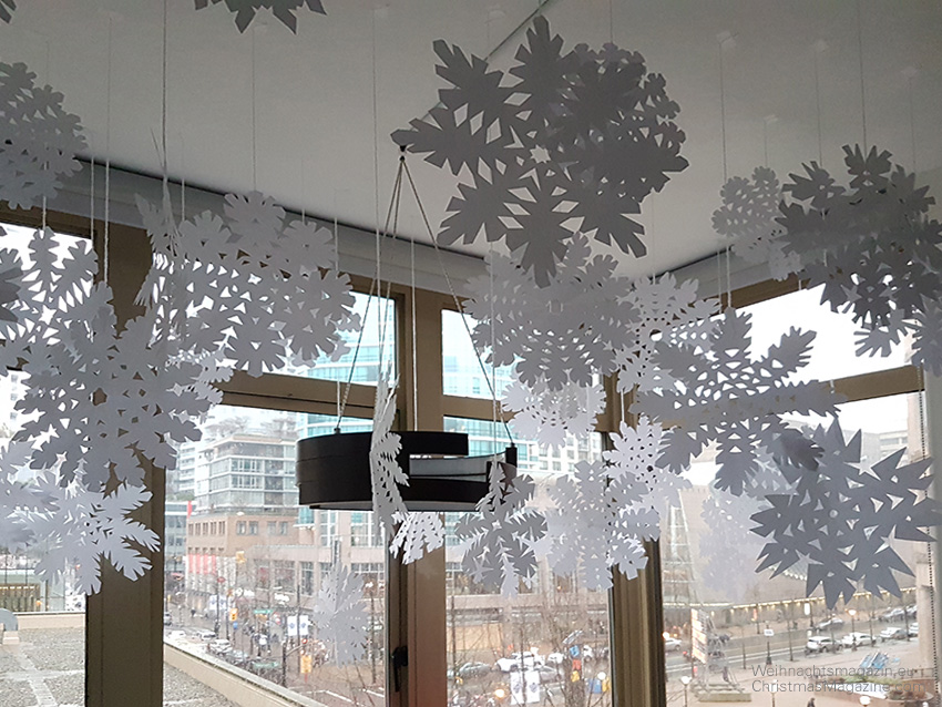 paper snowflakes installation