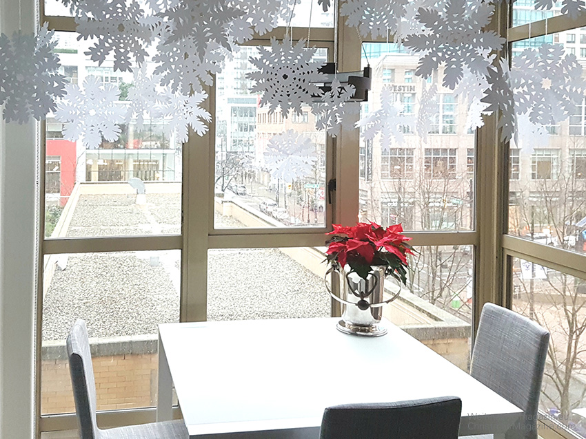 paper snowflakes installation