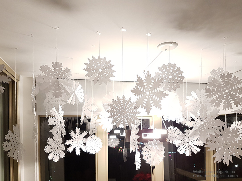 paper snowflakes installation