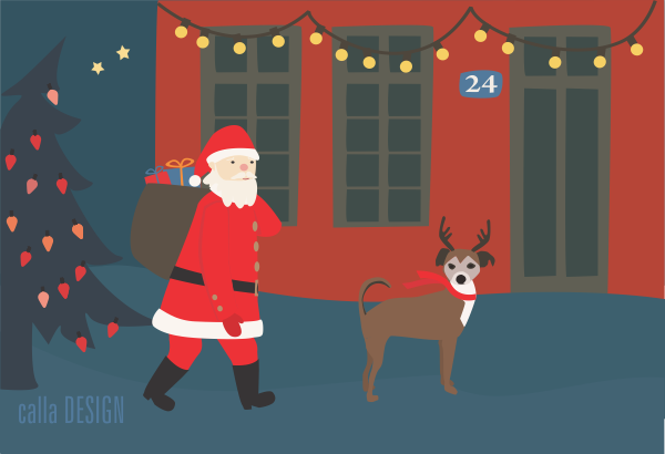 Santa delivering presents