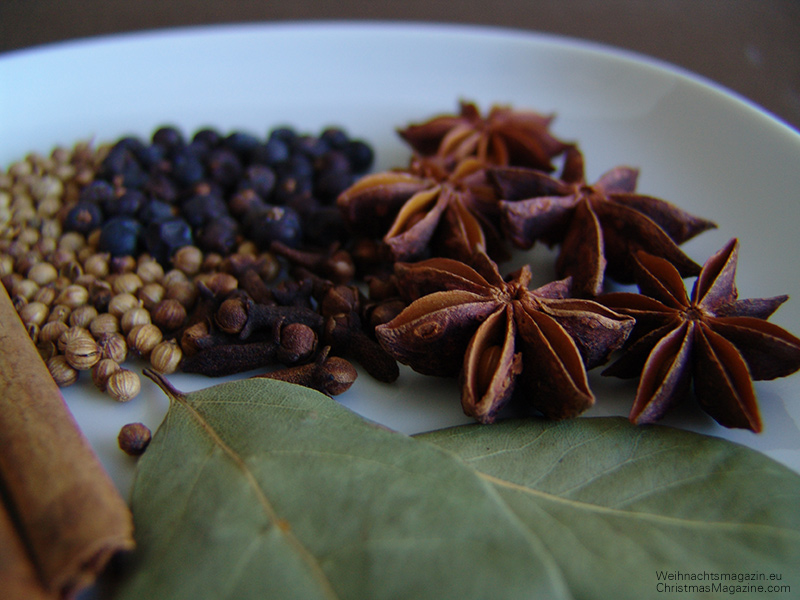 bay leaf, star anise, cinnamon, juniper