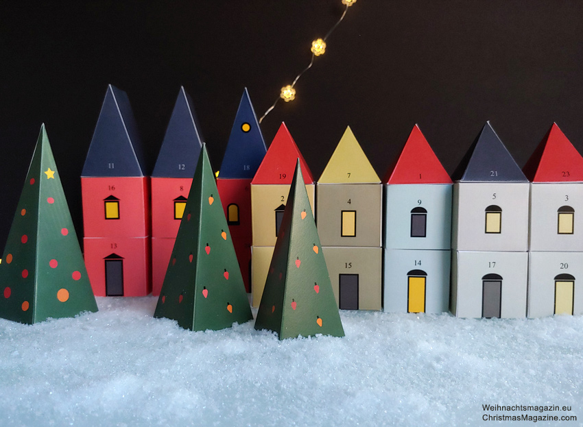 Advent calendar, little village, diy, do it yourself, PDF, paper, Etsy