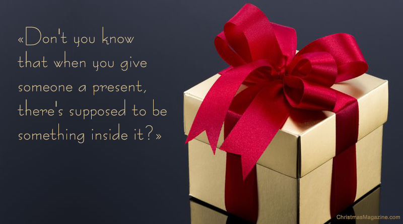 present, gift wrapped in gold