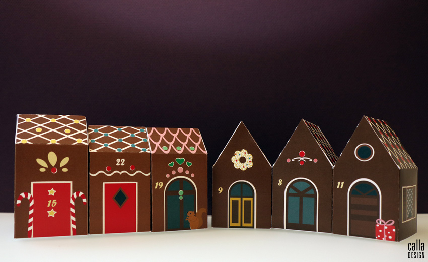 Advent Calendar, small town, boxes, PDF, do it yourself, gingerbread town