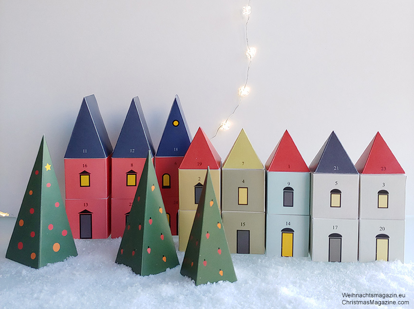 Advent calendar, little village, diy, do it yourself, PDF, paper, Etsy