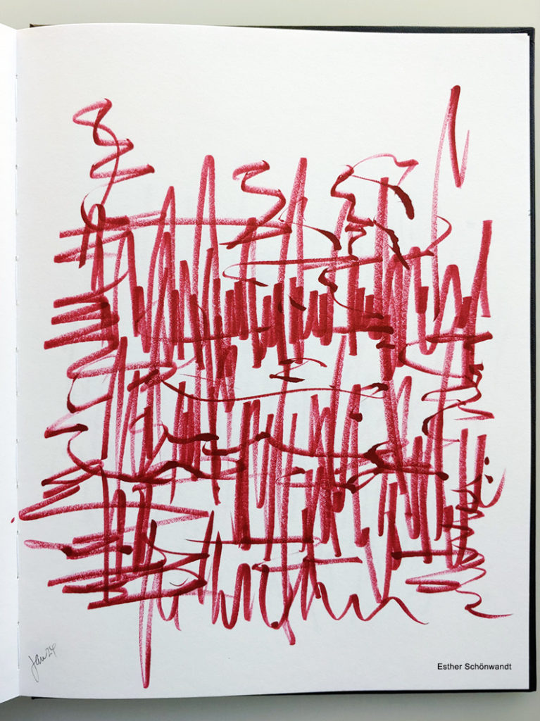drawing, red felt marker, abstract