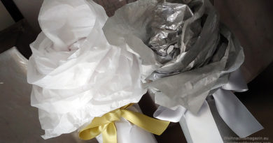 bottles wrapped with tissue paper