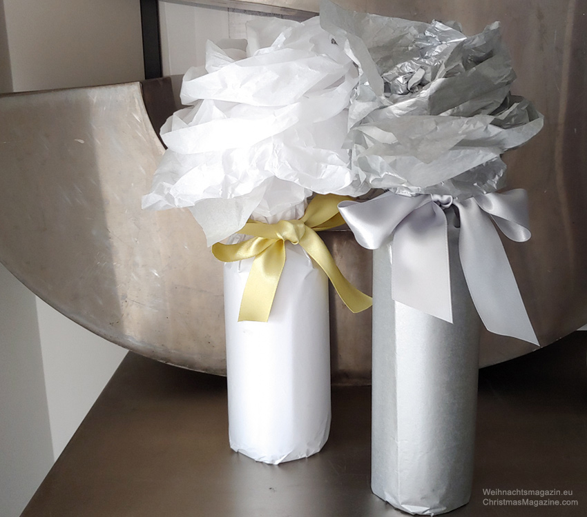 bottles wrapped with tissue paper