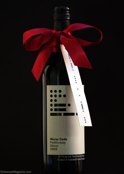 bottle with Morse code gift tag