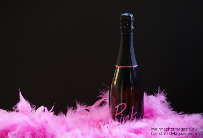 pink feather boa, burlesque, bottle wrapping, sparkling wine, Pink, Yellowglen