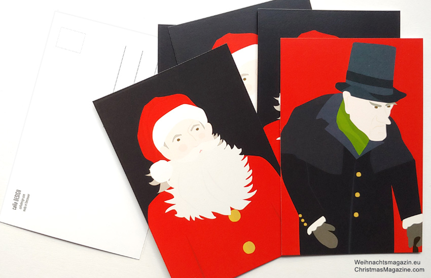 Merry! Humbug! Christmas postcards, Christmas gift tags, Scrooge, Santa Claus, calla DESIGN