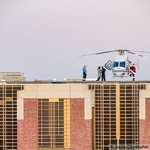 Santa Christopher, Boise, landing on hospital roof