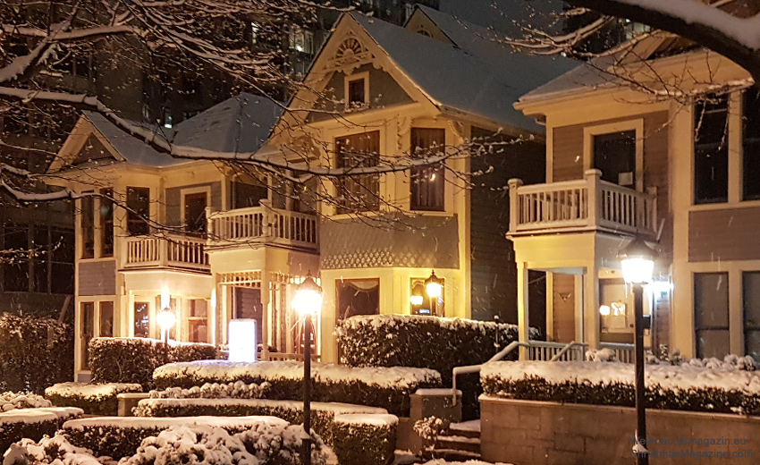 Vancouver, winter, snow, British Columbia, Canada, downtown, Victorian houses