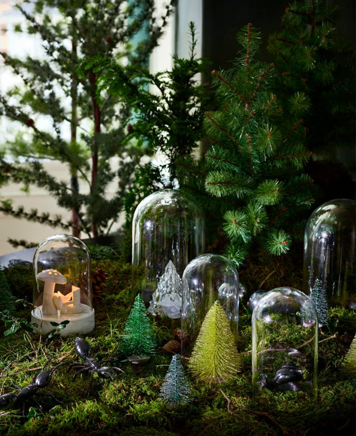 greenery, enchanted Christmas forest, armchair, living room