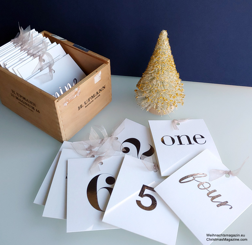 Advent calendar, do it yourself, instructions, gold foil, activities