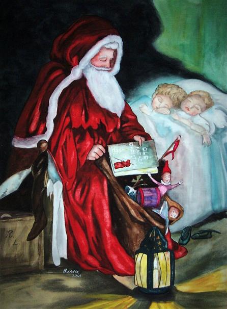 Ray Lang, artist, painter, vintage Christmas card