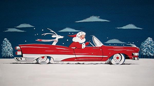 Ray Lang, artist, painter, vintage Christmas card