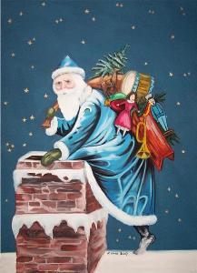 Ray Lang, artist, painter, vintage Christmas card