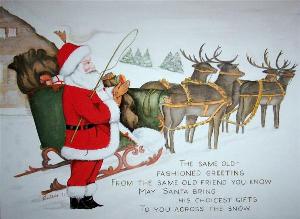 Ray Lang, artist, painter, vintage Christmas card