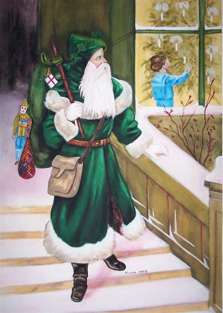 Ray Lang, artist, painter, vintage Christmas card