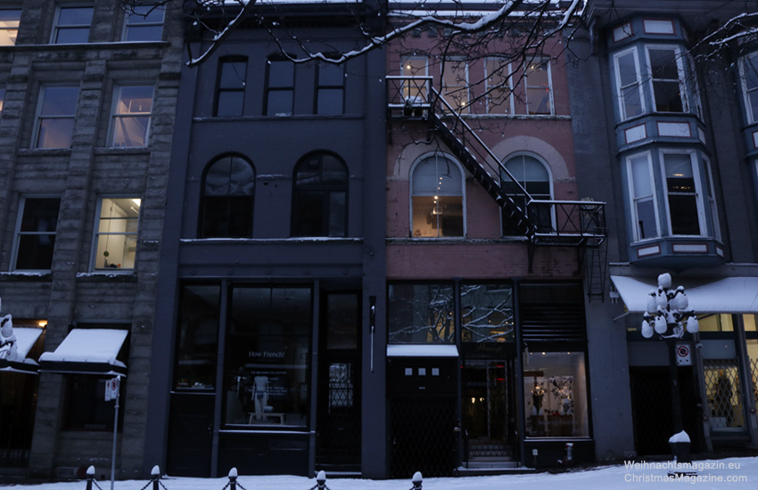 Gastown in Winter, British Columbia, snow, old houses