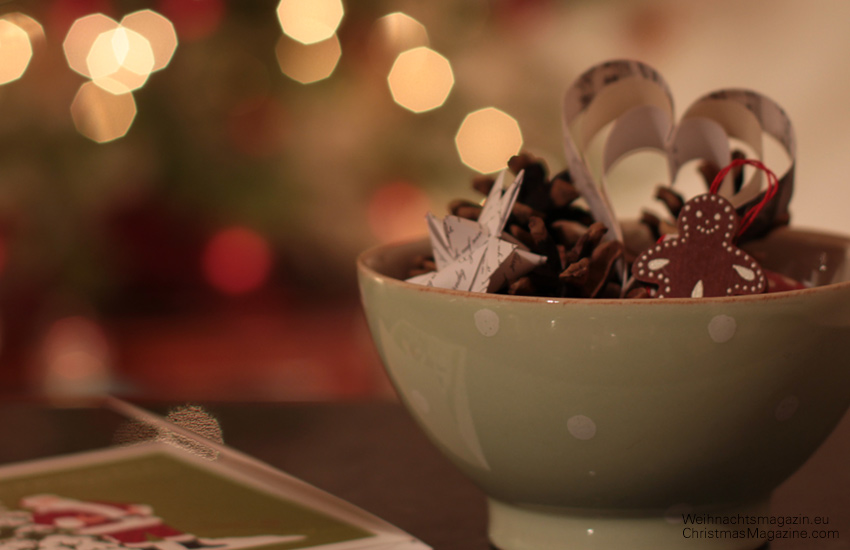 little Christmas display in a bowl