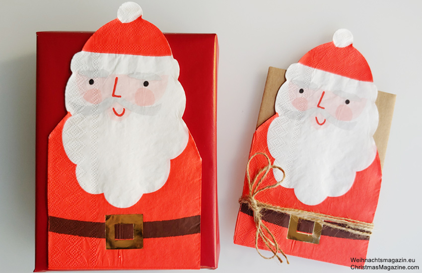 Santa napkin, gift wrap, Christmas