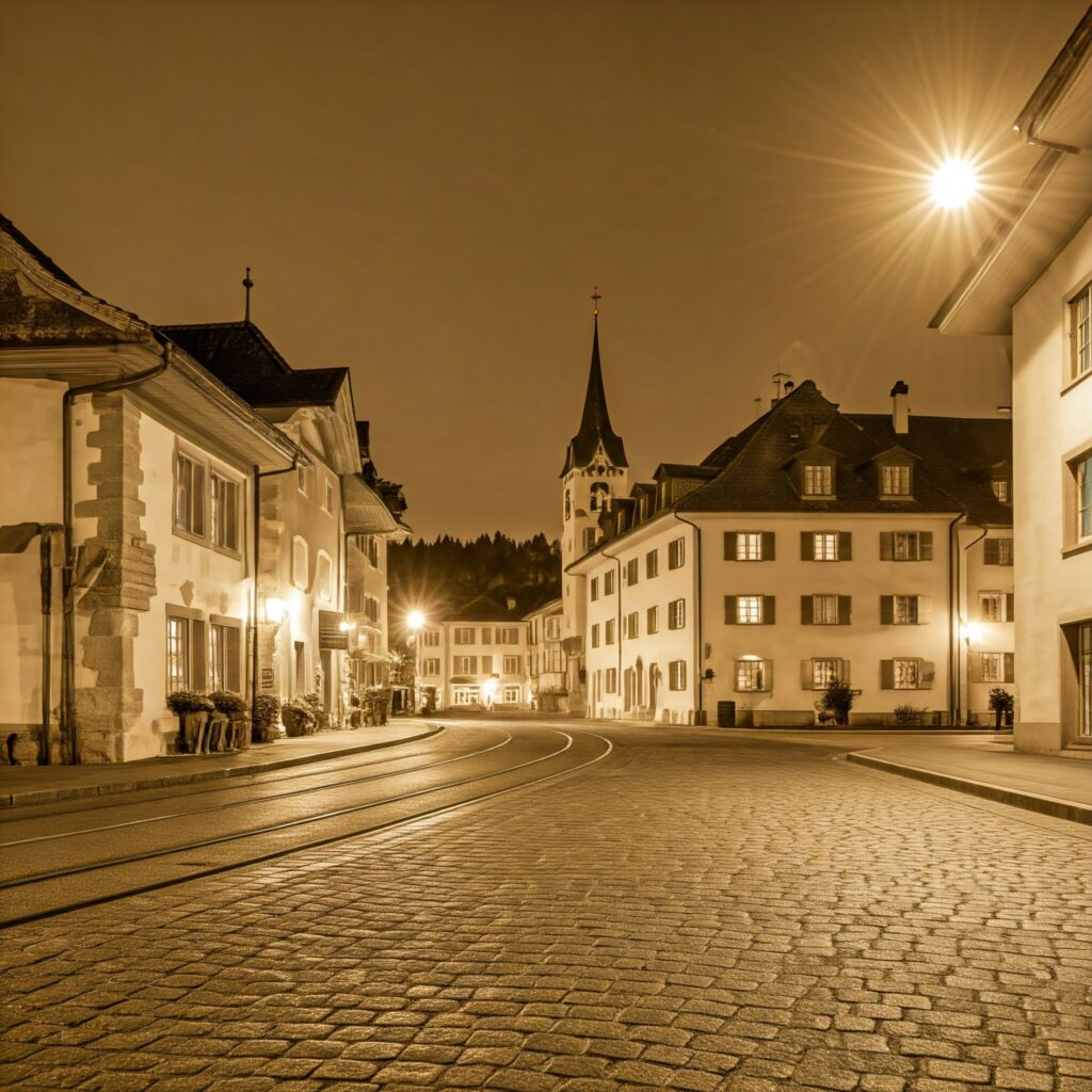 small town on Christmas Eve