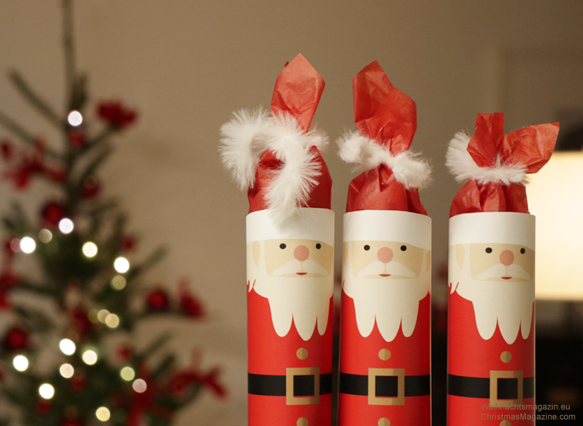 Santa Claus toilet paper roll characters, PDF, do it yourself, children, instructions