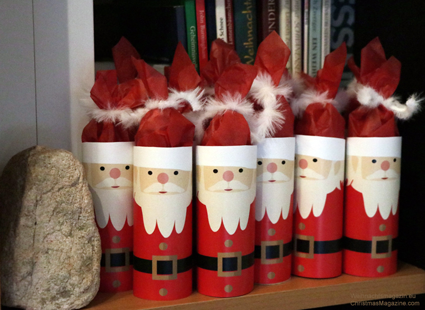 Santa Claus toilet paper roll characters, PDF, do it yourself, children, instructions