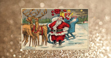 Santa with reindeers and presents