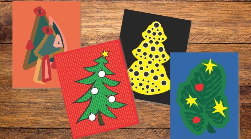 artist inspired Christmas tree cards