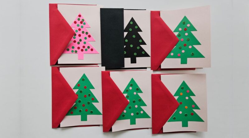 handmade Christmas cards, Christmas trees