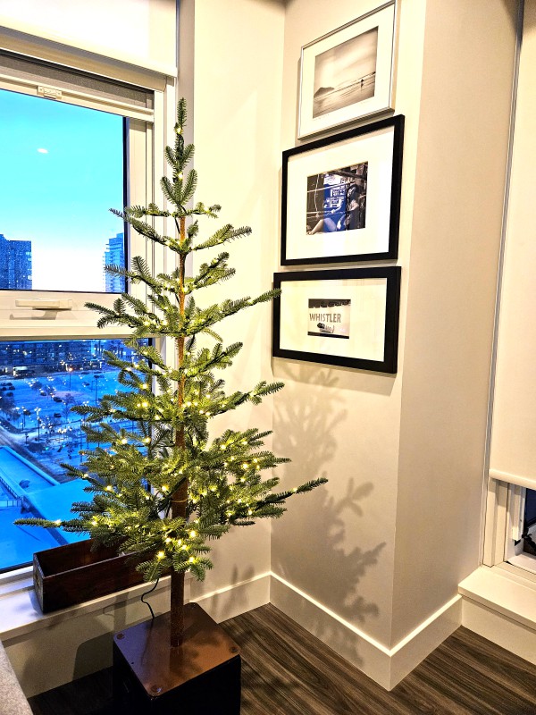 artificial Christmas tree with lights